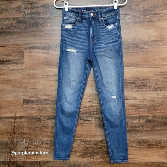 American Eagle Jeans 2 S Jegging Next Level Stretch Super Hi Rise Medium Light - Picture 1 of 13